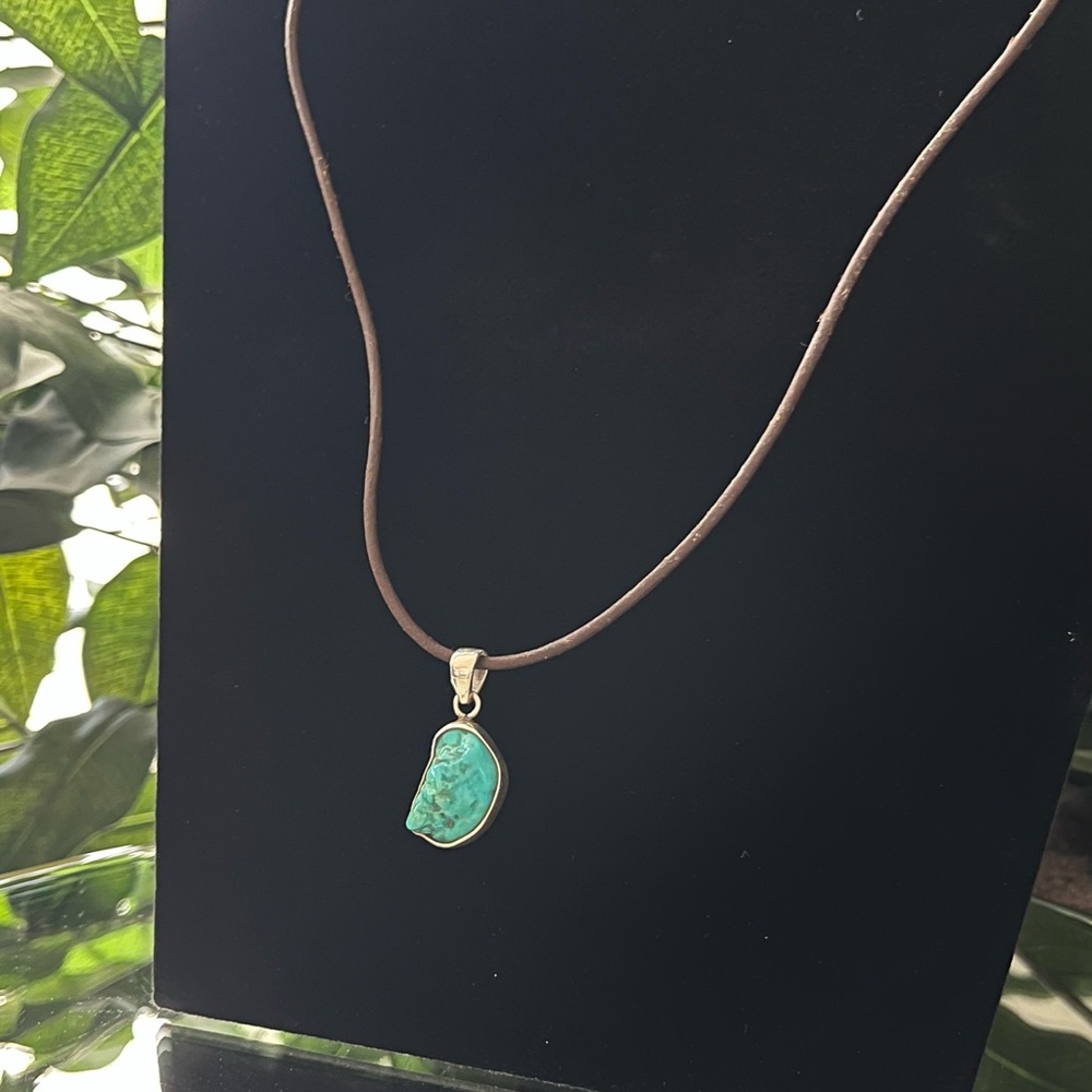 Real Turquoise and Sterling Silver Pendant Necklace
